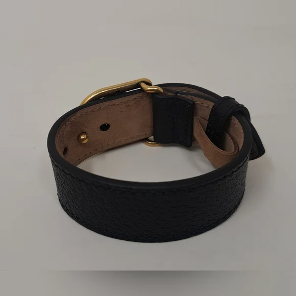 Gucci Marmont Double G Wrap Bracelet Cuff Pebbled Leather Italy Adjustable - Picture 7 of 16